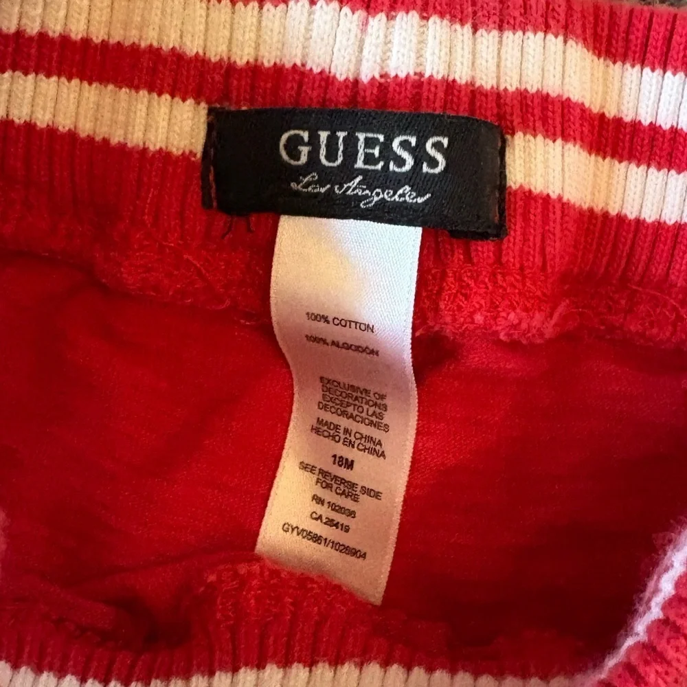 Guess Red and White Vintage Style Striped Shorts 18mo Y2K 90s
